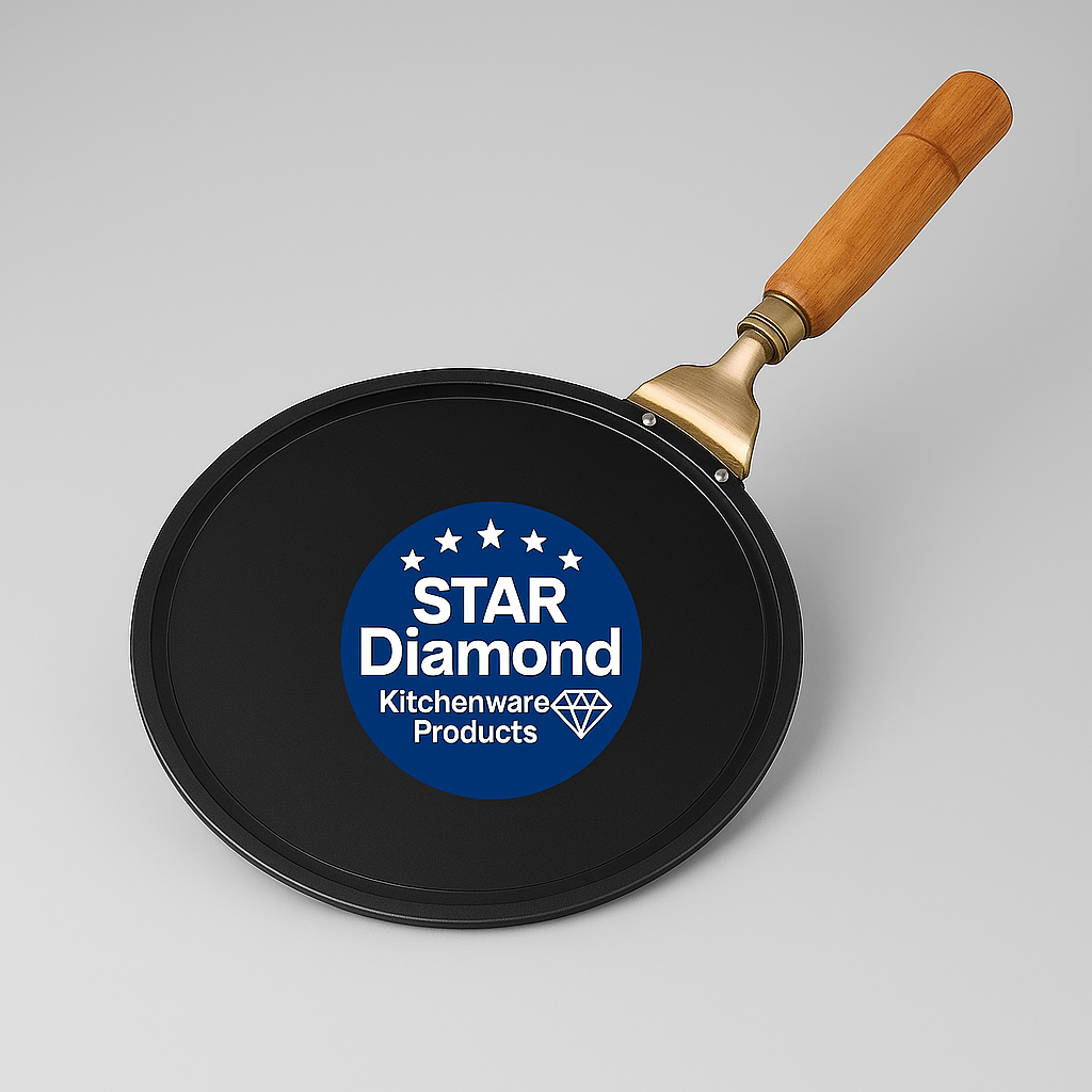 HR Star Diamond Roti Tawa with Wooden Handle